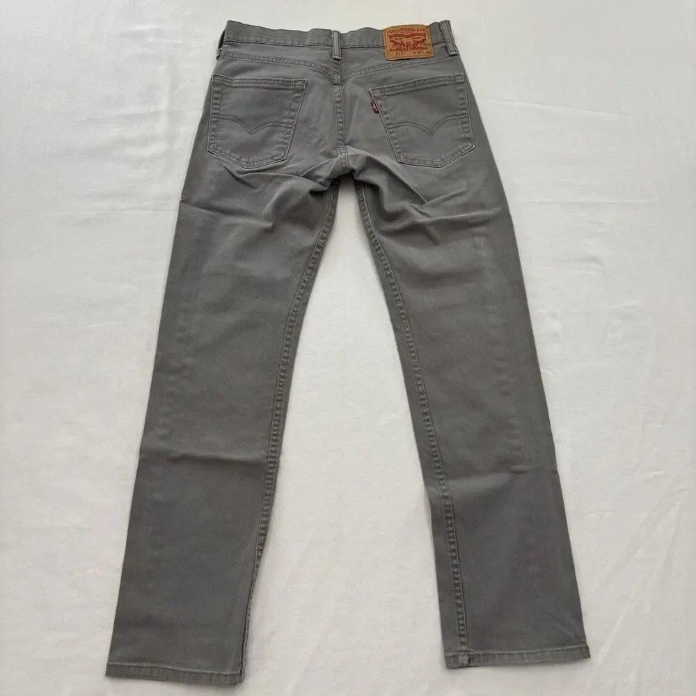 Levis 513 Jeans Mens Size 28x30 Gray Denim Straight Leg Levi’s Stretch Casual